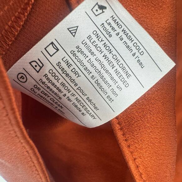 Vince Silk Flutter Sleeve Draped Neck Blouse Short Sleeve Rust Amber XS/ XXS NWT - Picture 10 of 13